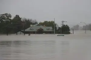 flood threatening a home